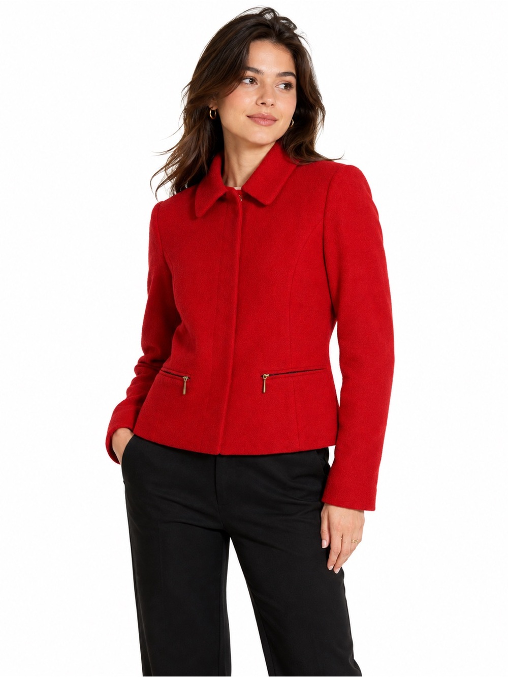Vintage Petite Sophisticate Red Wool Blend Cropped Jacket Blazer 6 (CNF002)